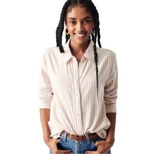 FAHERTY Women’s MEDIUM The Classic Flannel Shirt Cruz Stripe